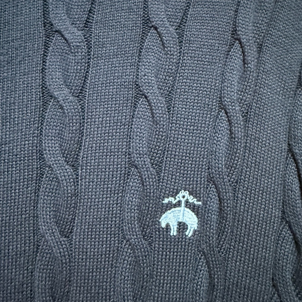 Brooks Brothers Navy Blue Cable Knit Crewneck Sweater - Picture 3 of 4
